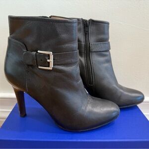 Coach Black Leather Booties with Buckle